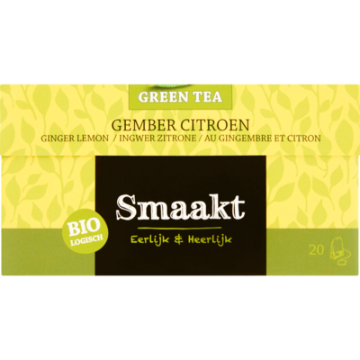 Smaakt Groene thee biologisch gember-citroen 20 zakjes