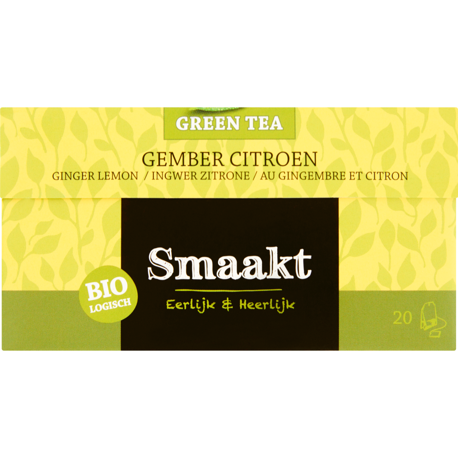 Smaakt Groene thee biologisch gember-citroen 20 zakjes