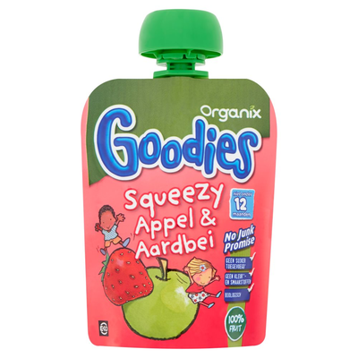 Organix Goodies Squeezy Appel & Aardbei 12 mnd