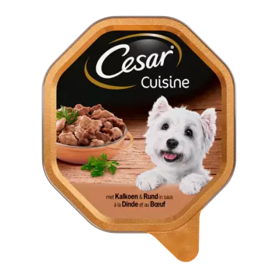 Cesar Hondenvoer Nat Cuisine Kalkoen & Rund in Saus Kuipje
