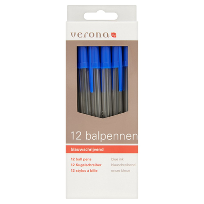 Verona Balpennen Blauwschrijvend 12 Stuks