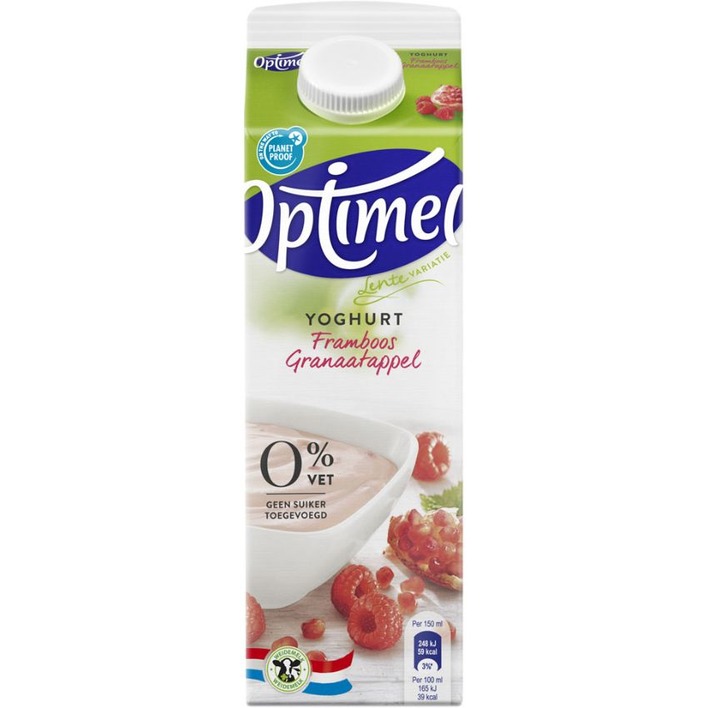Optimel Magere yoghurt framboos granaatap 0% vet