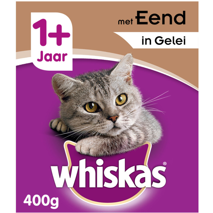 Whiskas Kattenvoer nat eend in gelei 1+ jaar