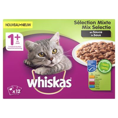 Whiskas Kattenvoer nat mix in saus 1+ jaar