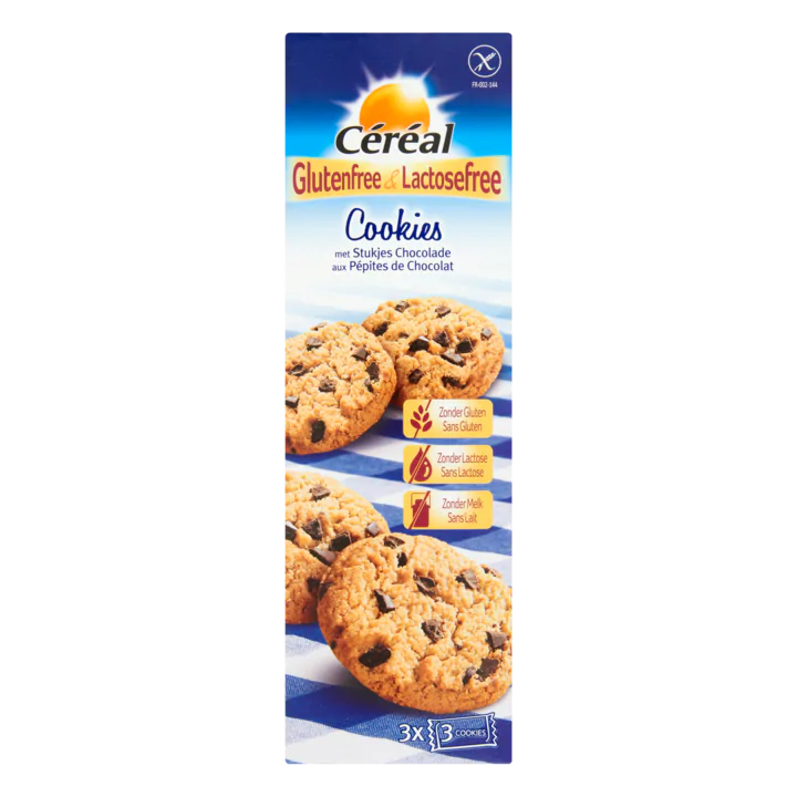 Céréal Glutenfree & Lactosefree Cookies met Stukjes Chocolade 3 x 3 Stuks