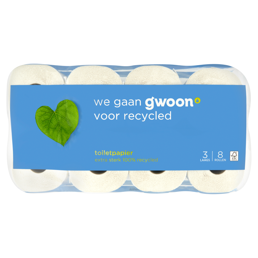 Huismerk Toiletpapier recycled 3-laags