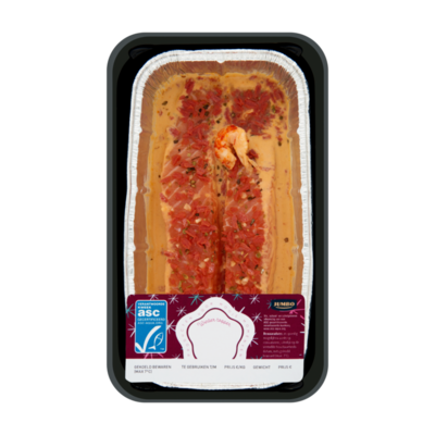 Huismerk Ovenschotel Zalmfilet Kreeftensaus
