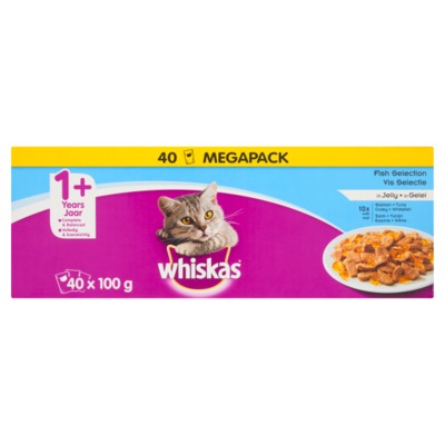 Whiskas vis selectie in gelei 1+ jaar maxi-pack 40 stuks