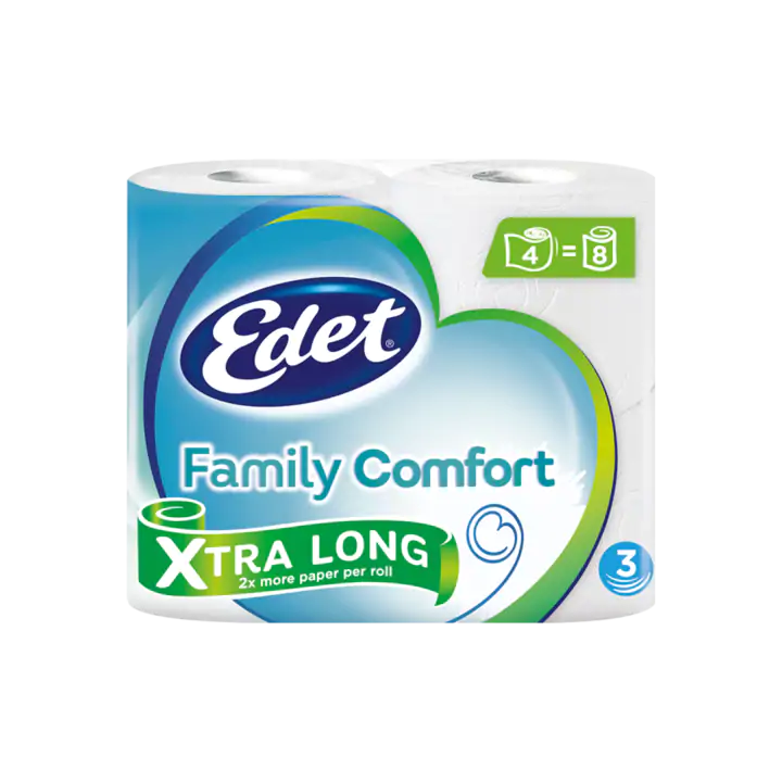 Edet Family Comfort Xtra Long 3-Laags Toiletpapier 4 Rollen