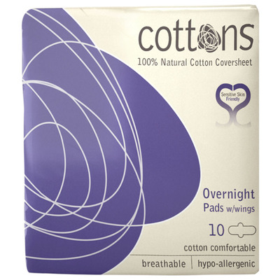 Cottons Overnight pads with wings