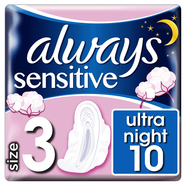 Always Ultra sensitive night 10 maandverbanden