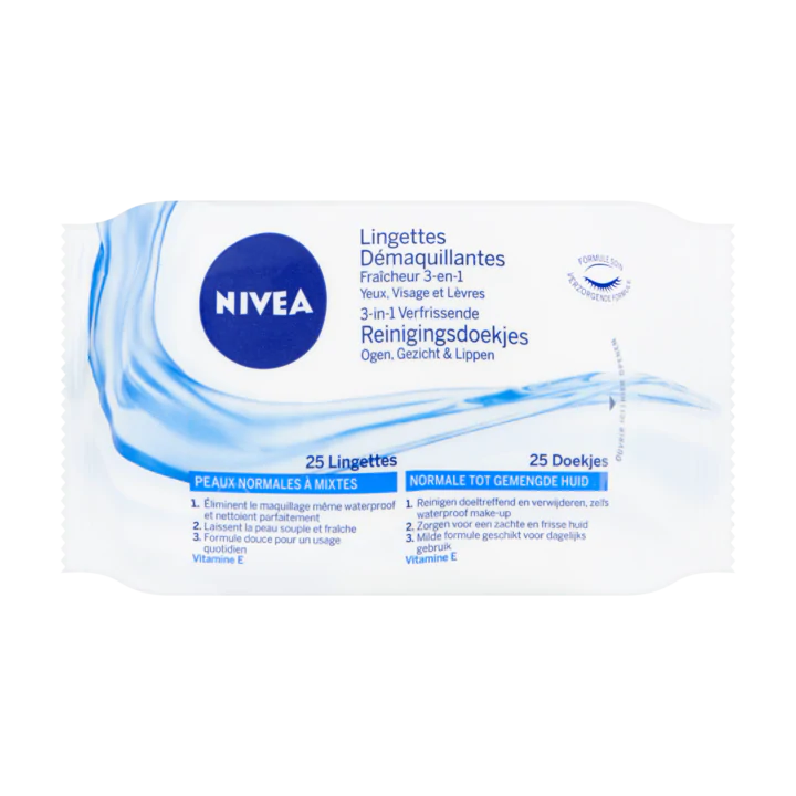 Nivea 3-in-1 Verfrissende Reinigingsdoekjes 25 Doekjes