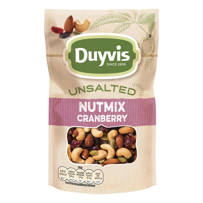 Duyvis Ongezouten notenmix met cranberry