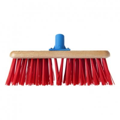 Huismerk Bezem met rode kunstvezel 28 cm