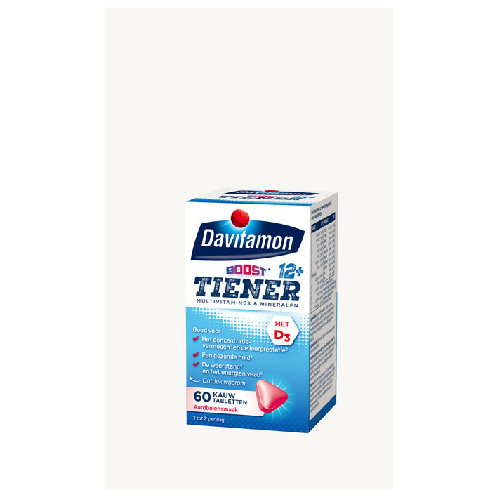 Davitamon Multiboost kauwvitamines aardbei 12+