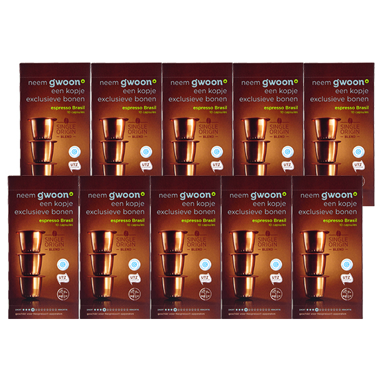 Huismerk koffiecups espresso Brasil 100 stuks