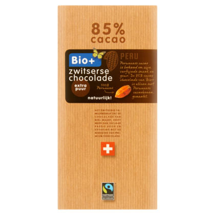 Bio+ Chocoladereep Puur 85% Fairtrade