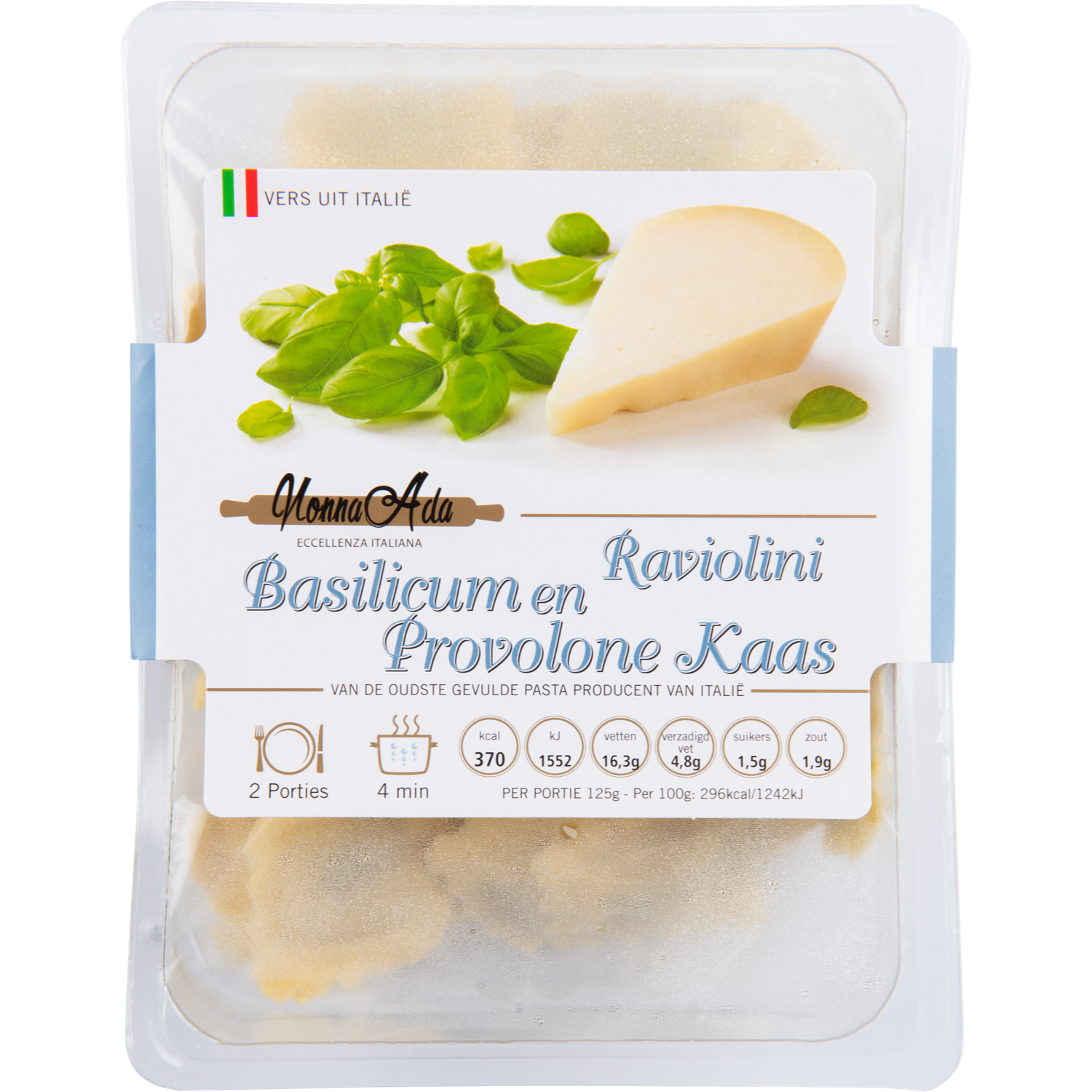 Nonna Ada Raviolini basilicum en provolone kaas