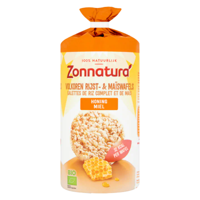 Zonnatura Volkoren Rijst- & Maïswafels Honing