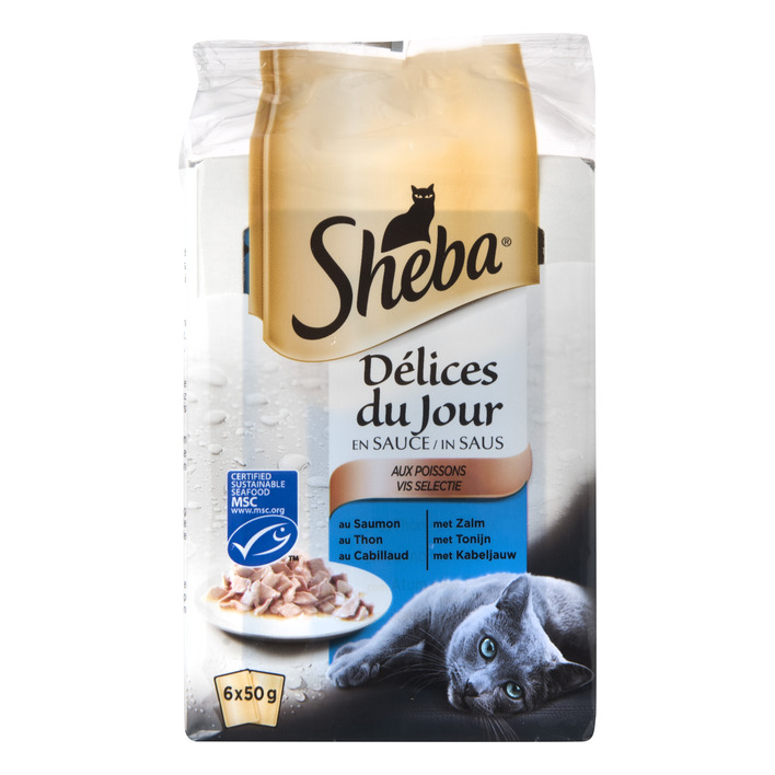 Sheba Kattenvoer nat vis selectie in saus