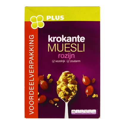 Huismerk Krokante muesli rozijn