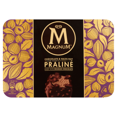 Magnum IJs Hazelnoot Praline 4 Stuks 360 ml