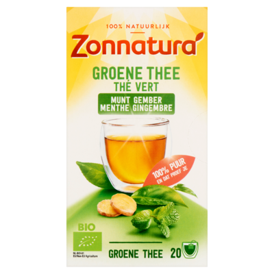 Zonnatura Groene Thee Munt Gember 20 Zakjes 40 g