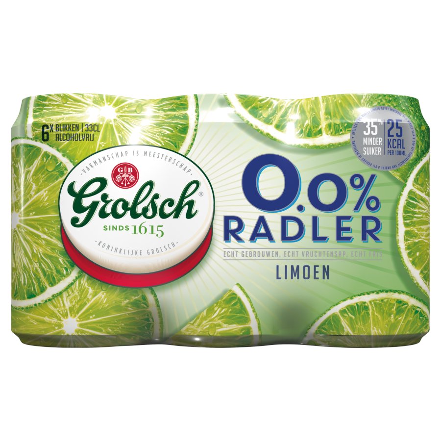 Grolsch Radler limoen 0,0% 6 x 33cl