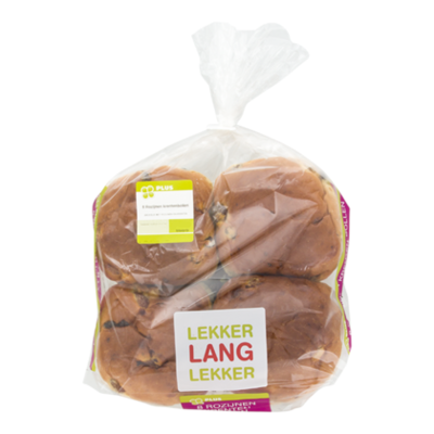 Huismerk Krentenbollen lekker lang vers