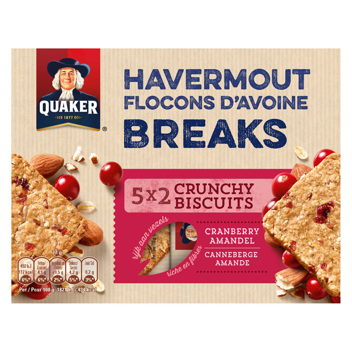 Quaker Havermout biscuit cranberry & amandelen