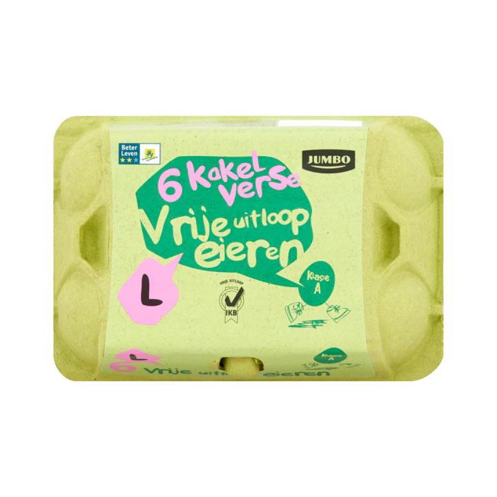 Huismerk 6 Kakelverse Vrije Uitloopeieren