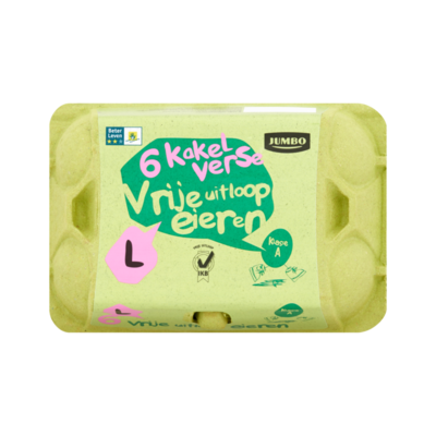 Huismerk 6 Kakelverse Vrije Uitloopeieren