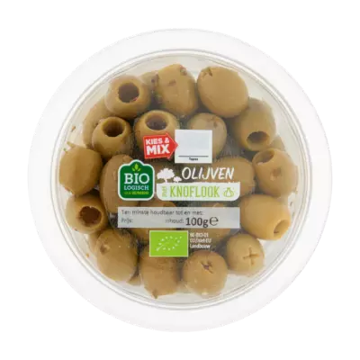 Huismerk Biologisch Olijven met Knoflook