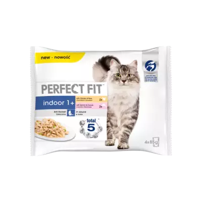 Perfect Fit Kattenvoer Nat Indoor Kip & Zalm 4 Maaltijdzakjes x