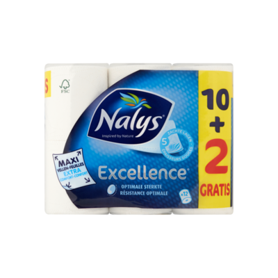 Nalys Excellence 5-Laags Maxi-Vel Toiletpapier 10+2 Gratis