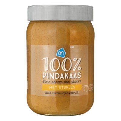Huismerk 100% pindakaas met stukjes pinda