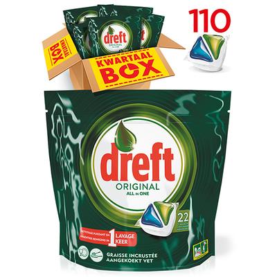 Dreft all in one regular vaatwastabletten kwartaalbox 110 stuks