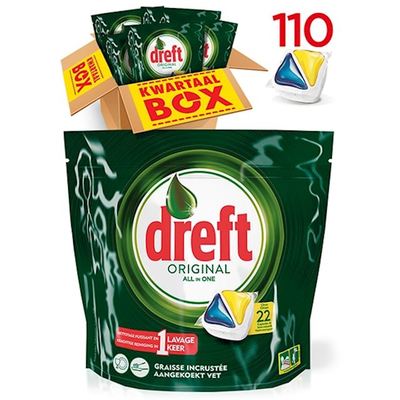 Dreft all in one citroen vaatwastabletten kwartaalbox 110 stuks