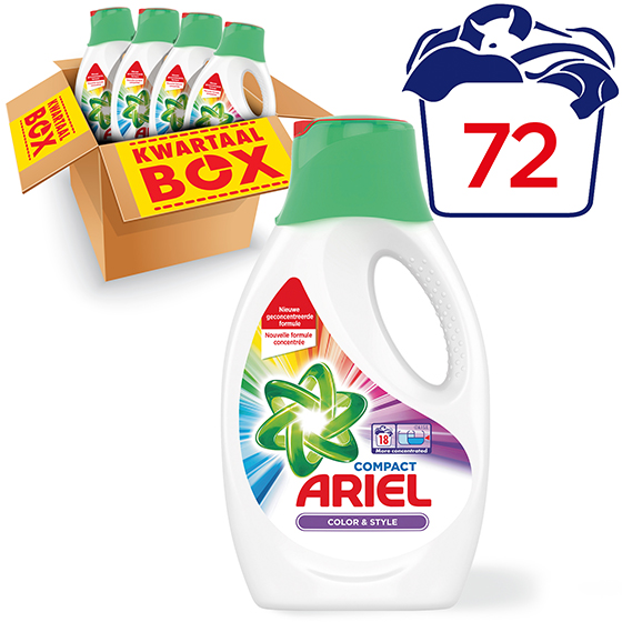 Ariel kleur&stijl vloeibaar kwartaalbox 72 wasbeurten