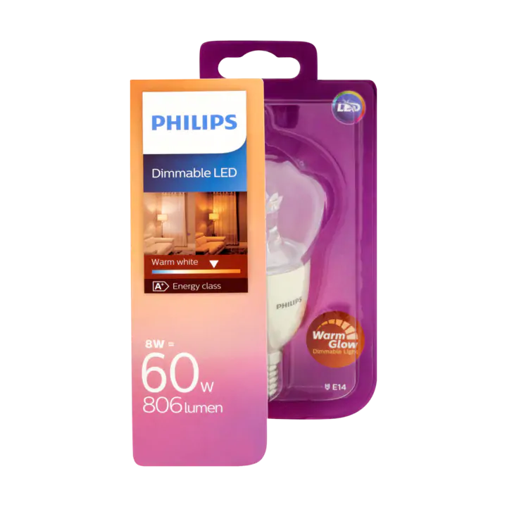 Philips Dimmable LED Lamp Warm White 8W E