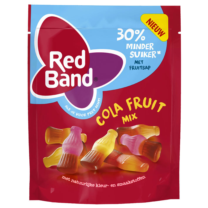 Red Band Cola fruit winegum 30% minder suiker