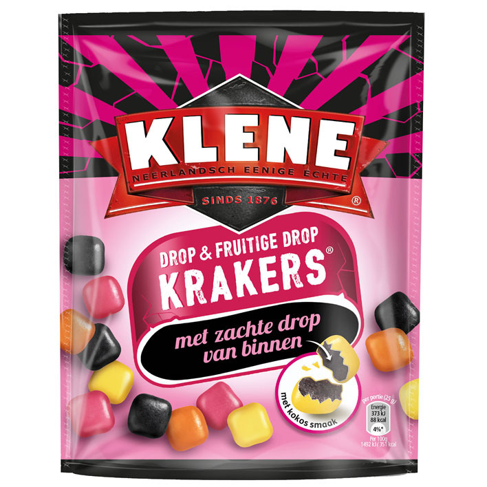 Klene Krakers fruitige drop kokos