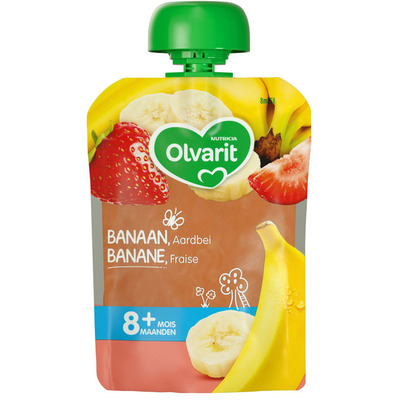 Olvarit Knijpzakje banaan aardbei 8+ mnd