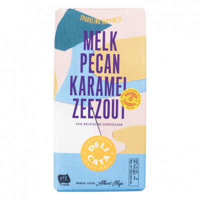 Huismerk Reep melk - pecan - karamel - zeezout
