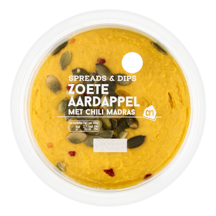 Huismerk Zoete aardappel spread chili en madras