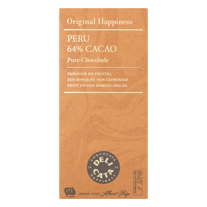 Huismerk Reep pure chocolade Peru 64%