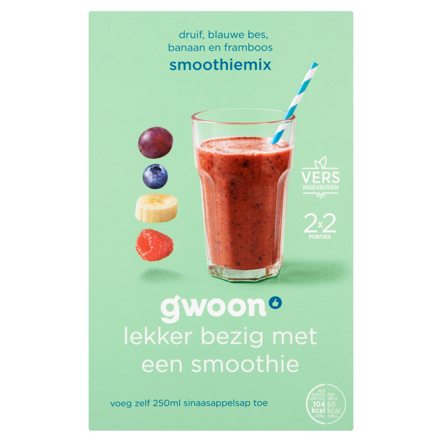 Huismerk Smoothiemix druif bl bes banaan framboos