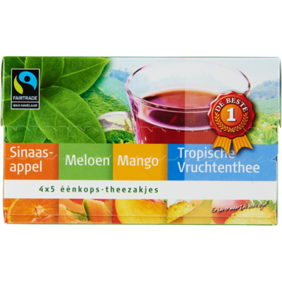 Huismerk Thee oranje fruit 4 smaken 20 zakjes