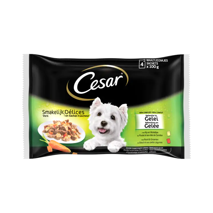 Cesar Hondenvoer Nat in Gelei 4 Maaltijdzakjes x