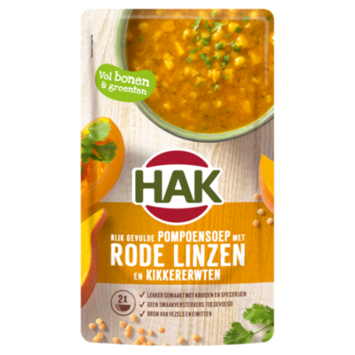 Hak Pompoensoep rode linzen, kikkererwten